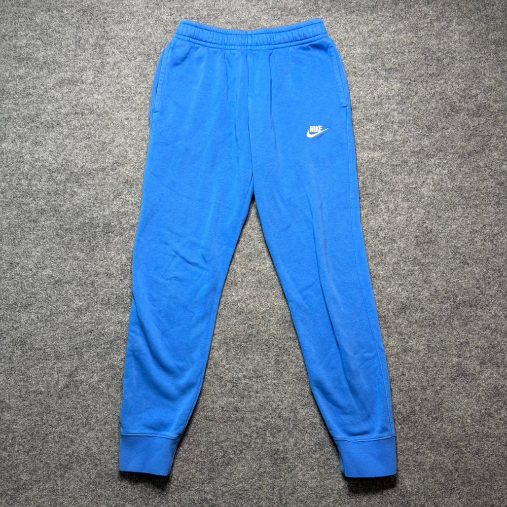 NIKE CLUB FLEECE JOGGERS MENS SMALL SIGNAL BLUE SWEATPANTS TAPERED CASUAL PANTS